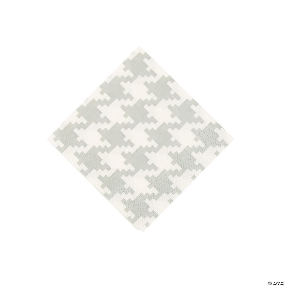MUST BUNDLE Silver Houndstooth Print Beverage Napkins